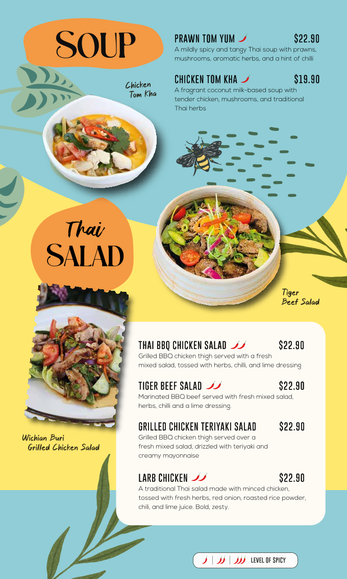 Menu, Don't Tell Tiger Cafe and Thai Restaurant