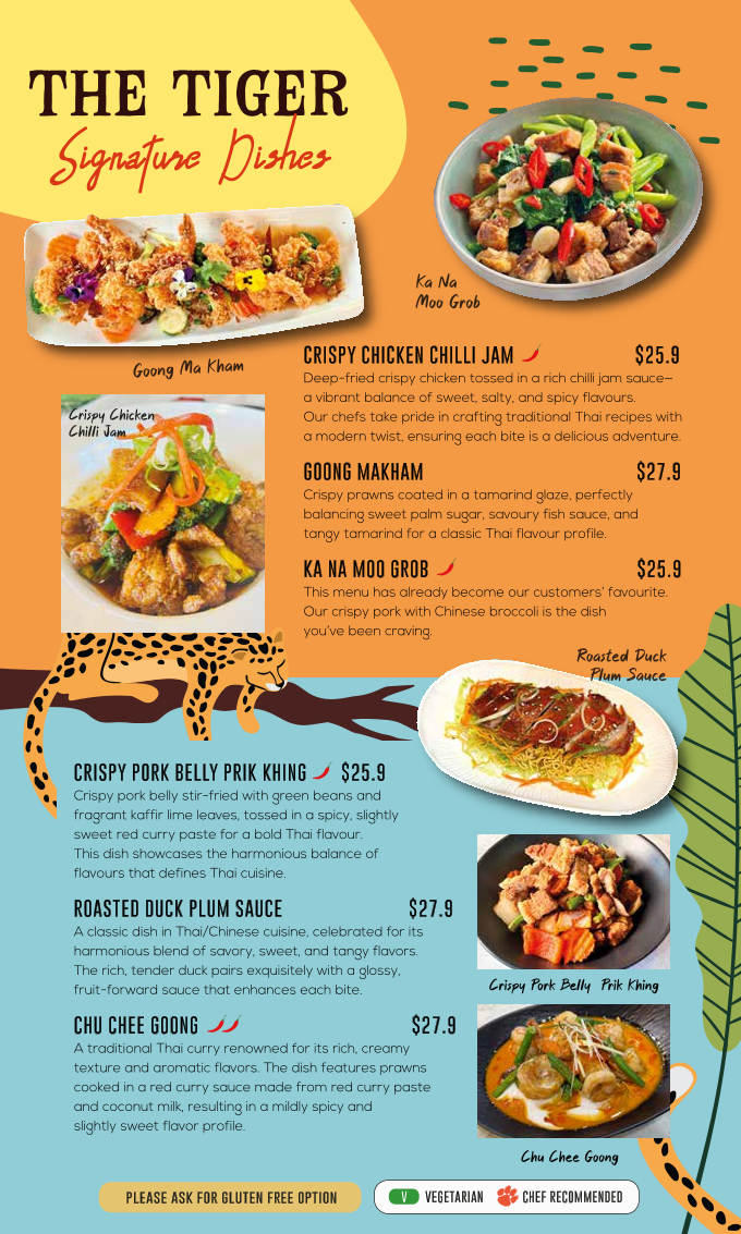 Menu, Don't Tell Tiger Cafe and Thai Restaurant