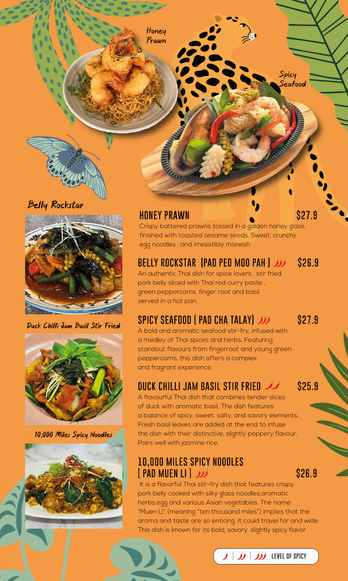 Menu, Don't Tell Tiger Cafe and Thai Restaurant