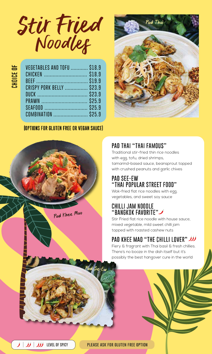 Menu, Don't Tell Tiger Cafe and Thai Restaurant