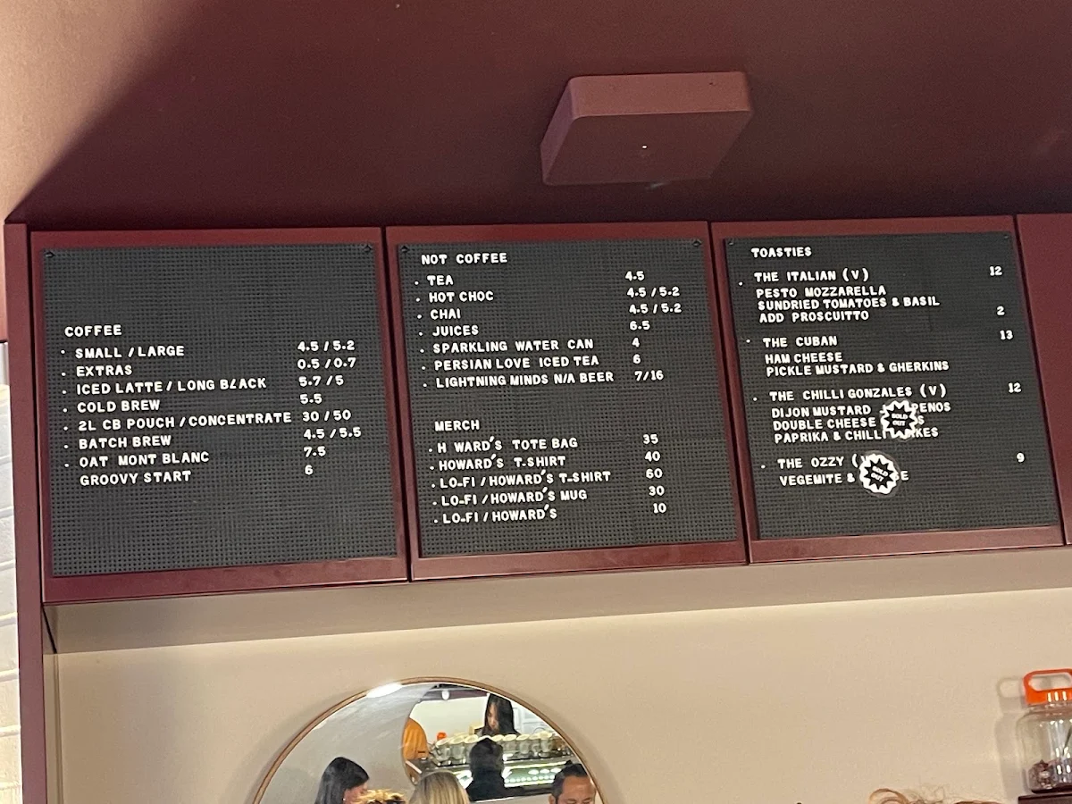 Menu, Howard's Groove Coffee