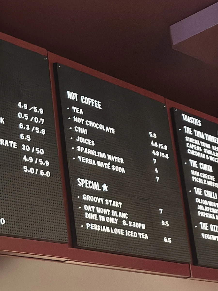 Menu, Howard's Groove Coffee