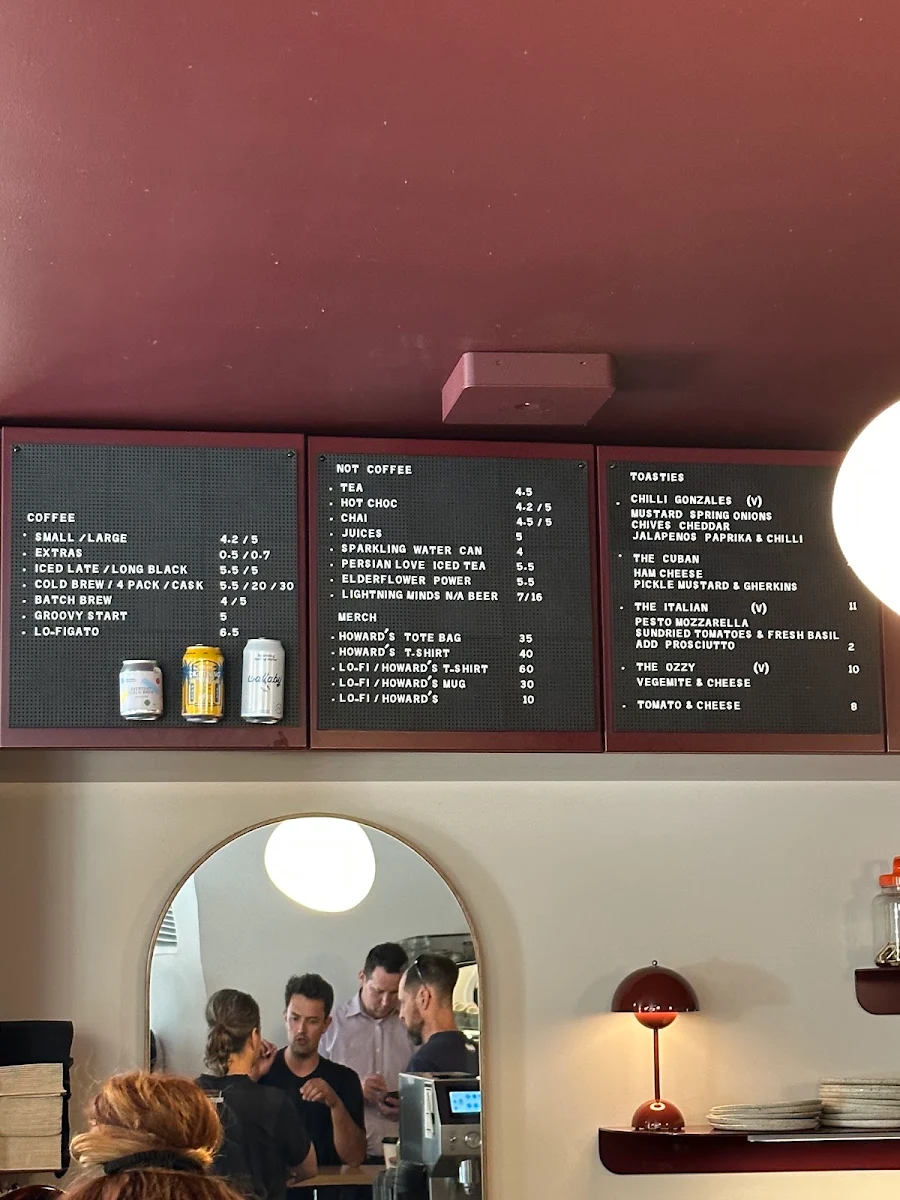 Menu, Howard's Groove Coffee