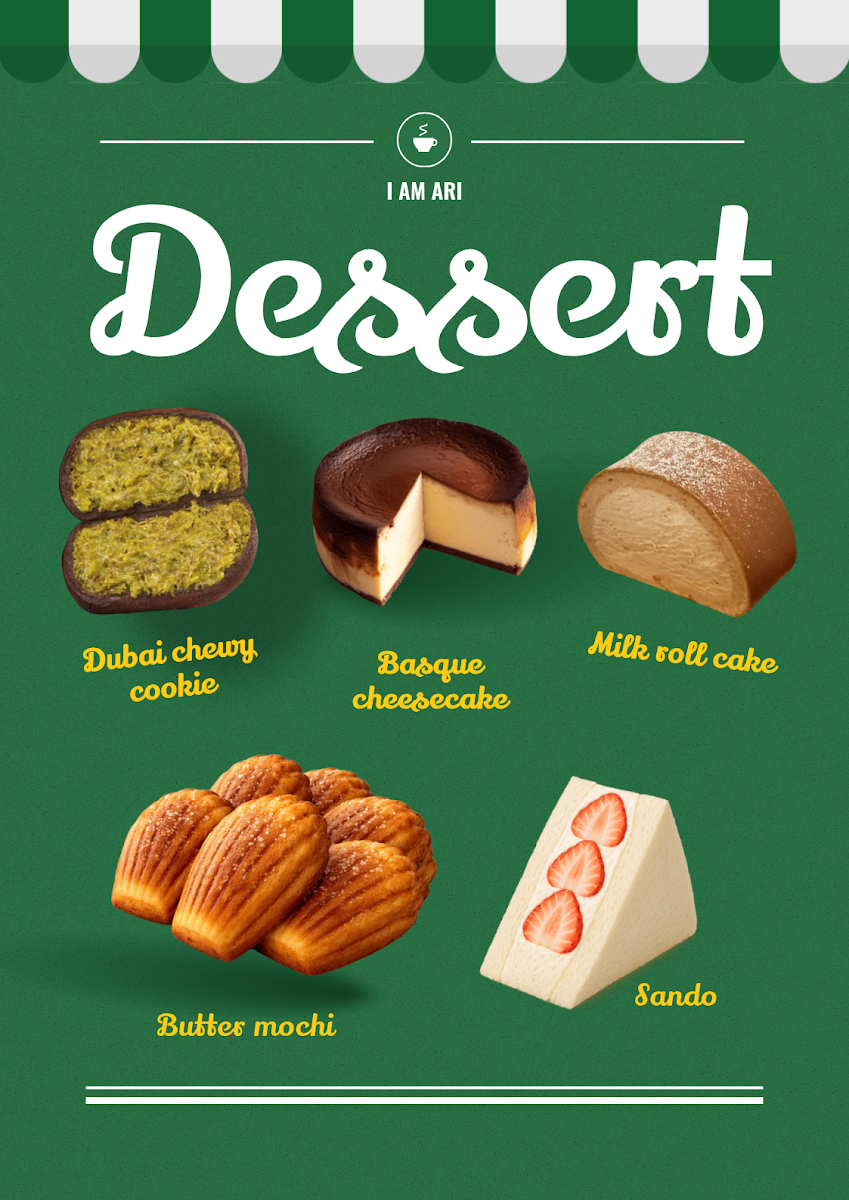 Menu, I am ARI Dessert Cafe