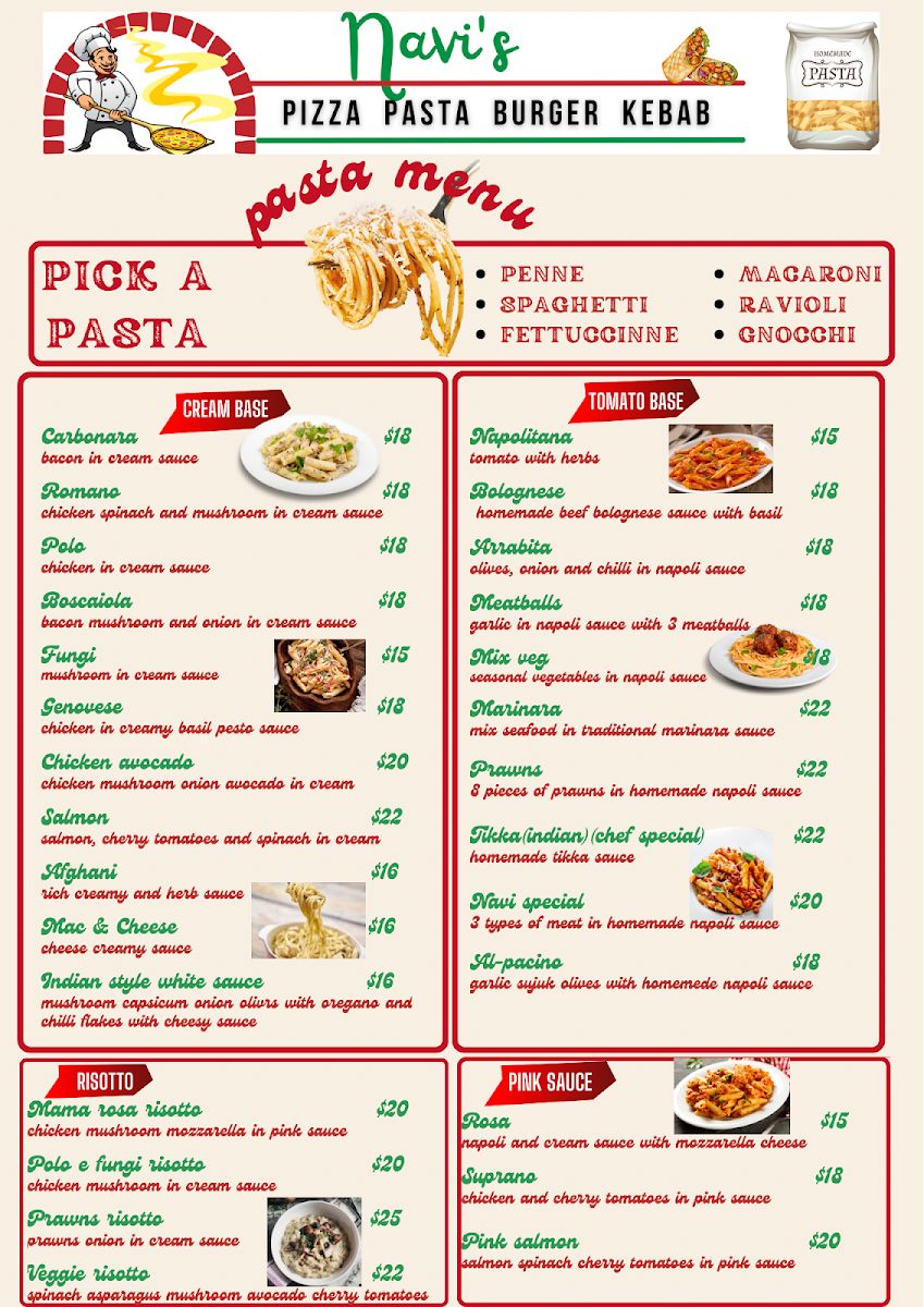 Menu, Navi’s pizza pasta parramatta