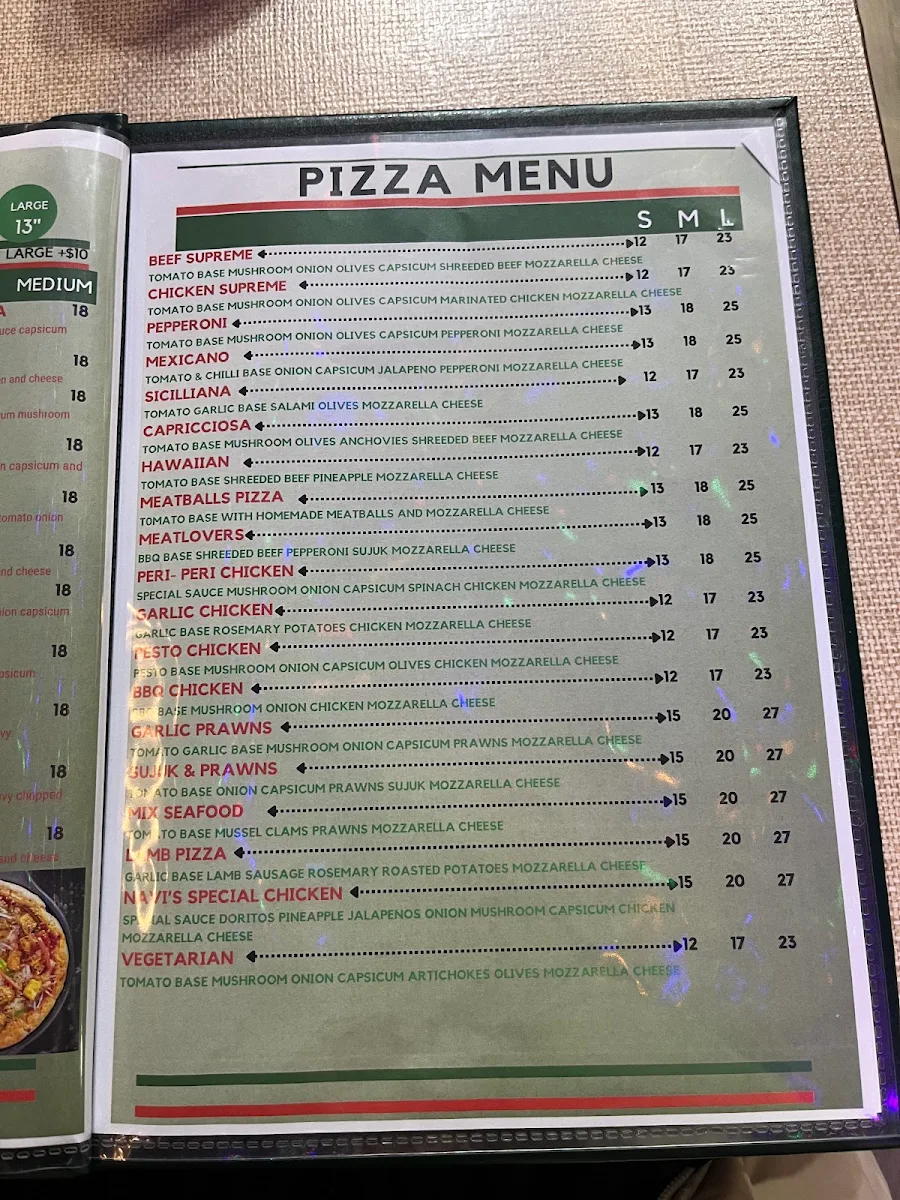Menu, Navi’s pizza pasta parramatta