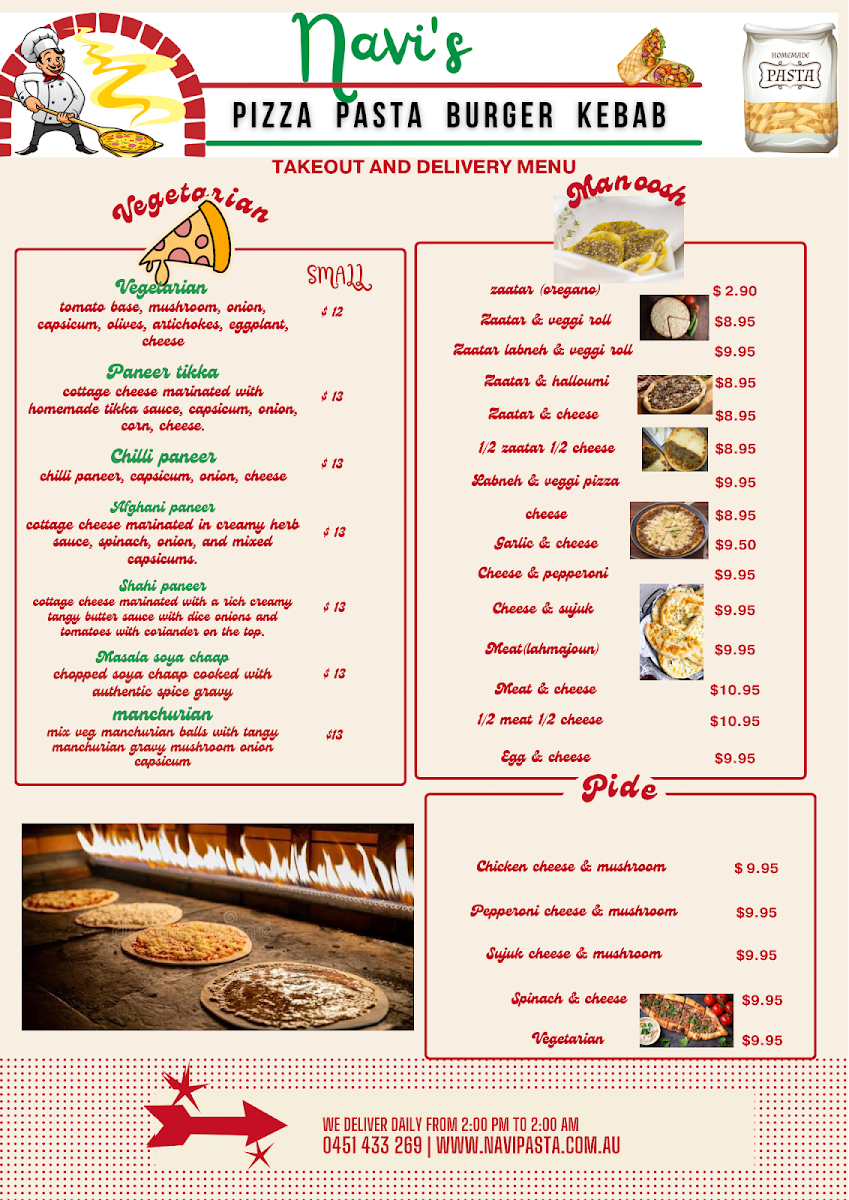 Menu, Navi’s pizza pasta parramatta