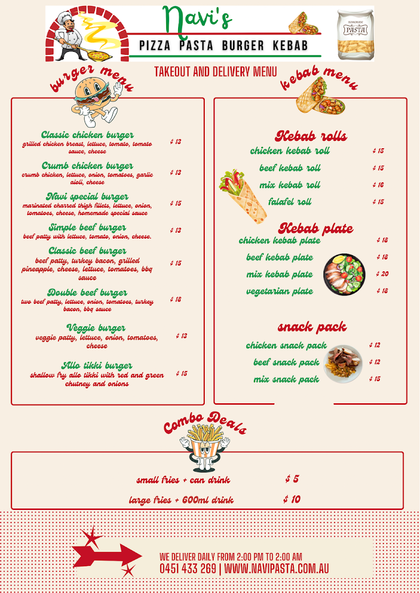 Menu, Navi’s pizza pasta parramatta