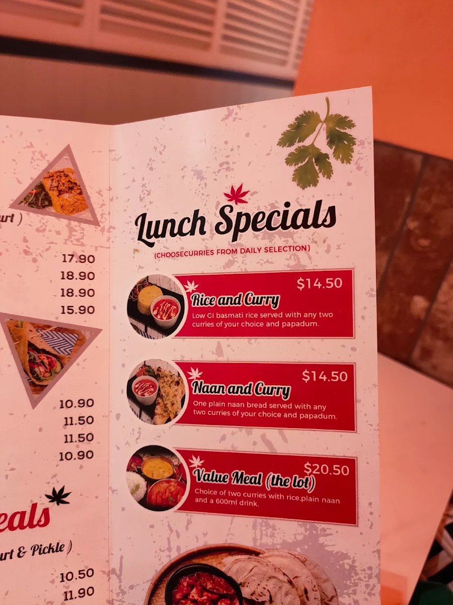 Menu, Pakwaan Indian Roselands