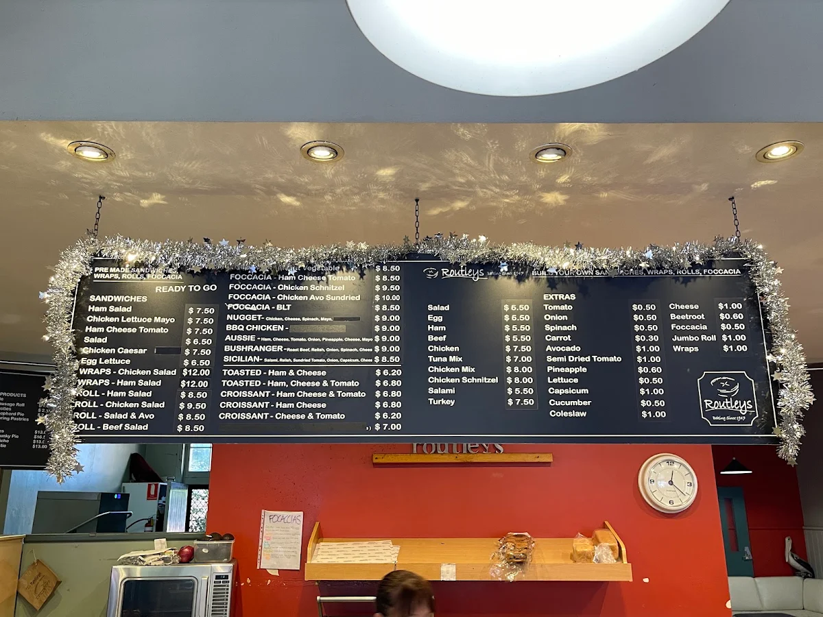 Menu, Routley’s Bakery Colac
