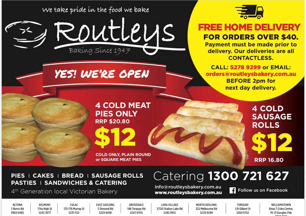 Menu, Routley’s Bakery Colac