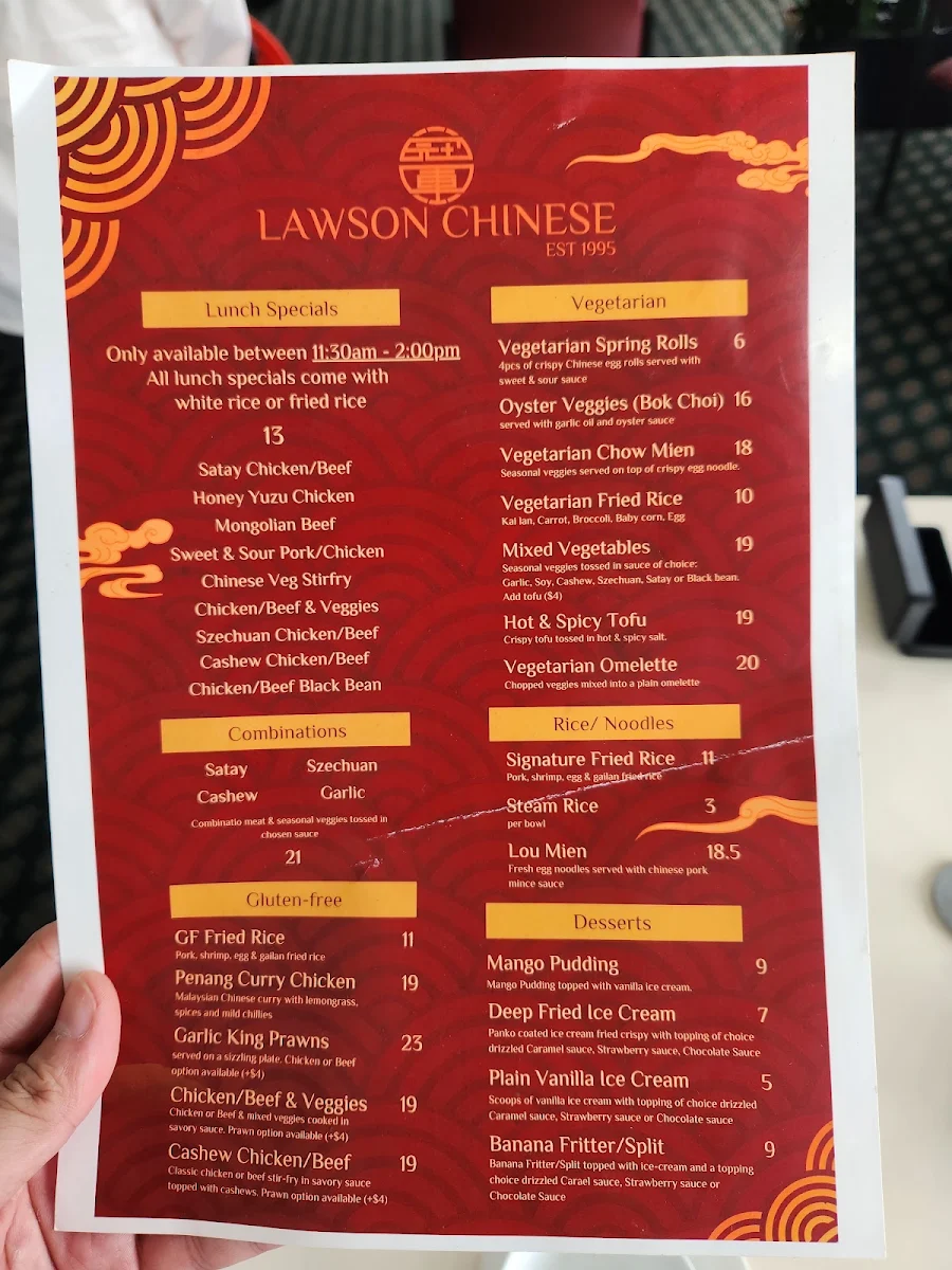 Menu, Lawson Chinese