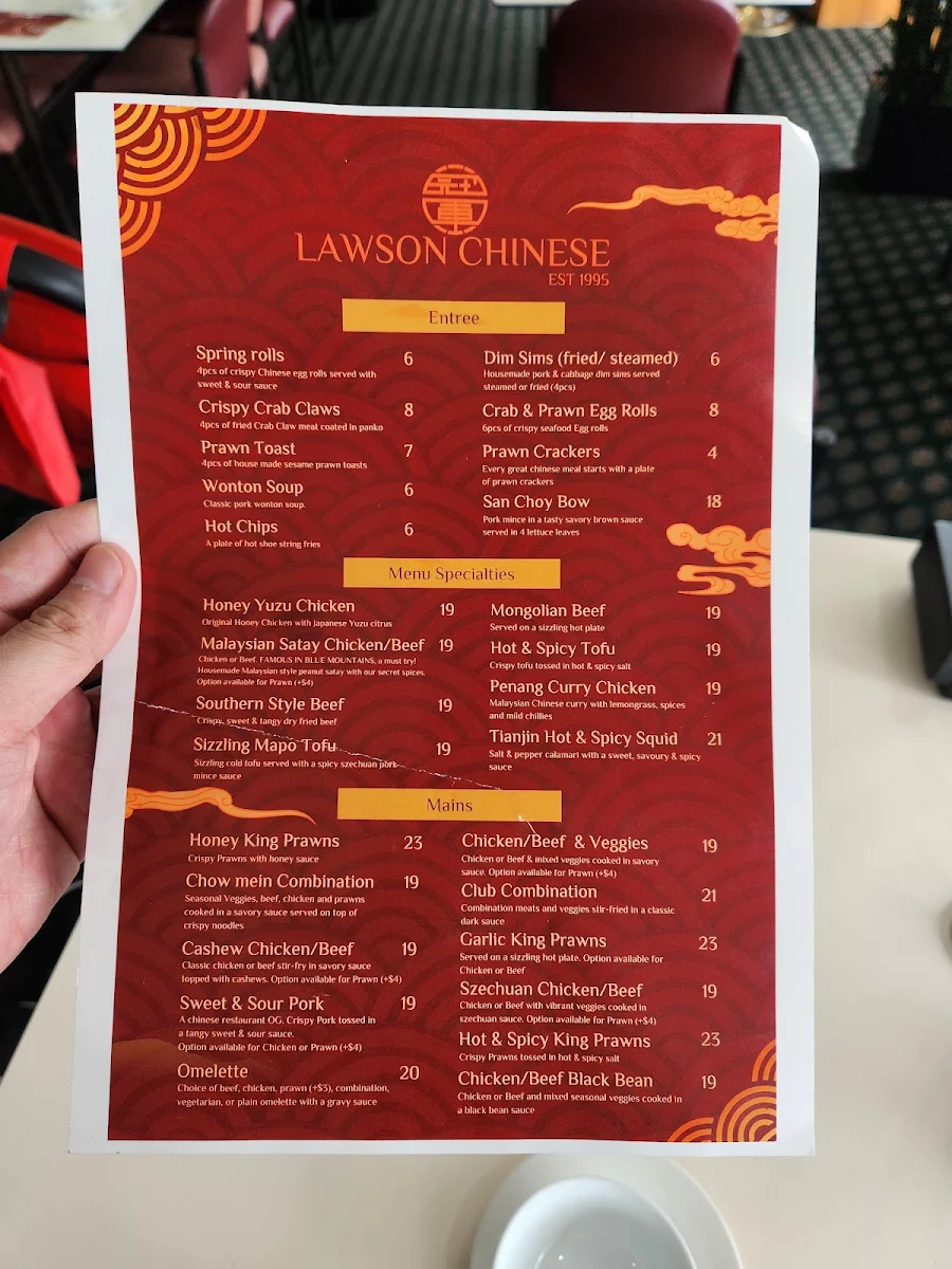 Menu, Lawson Chinese