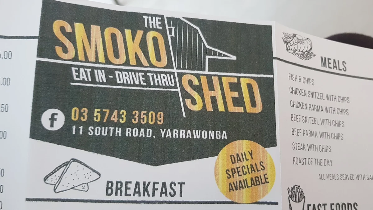 Menu, The Smoko Shed Yarrawonga