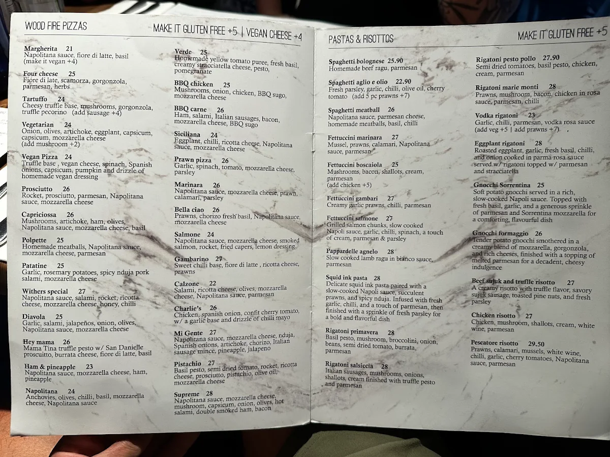 Menu, The Wither's Eatery