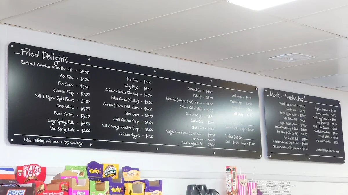Menu, Bartys Cafe