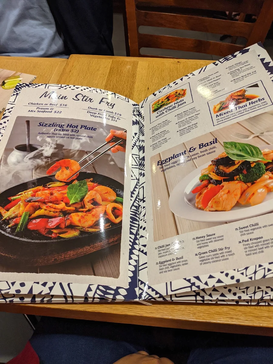 Menu, Taste of Thai Coburg