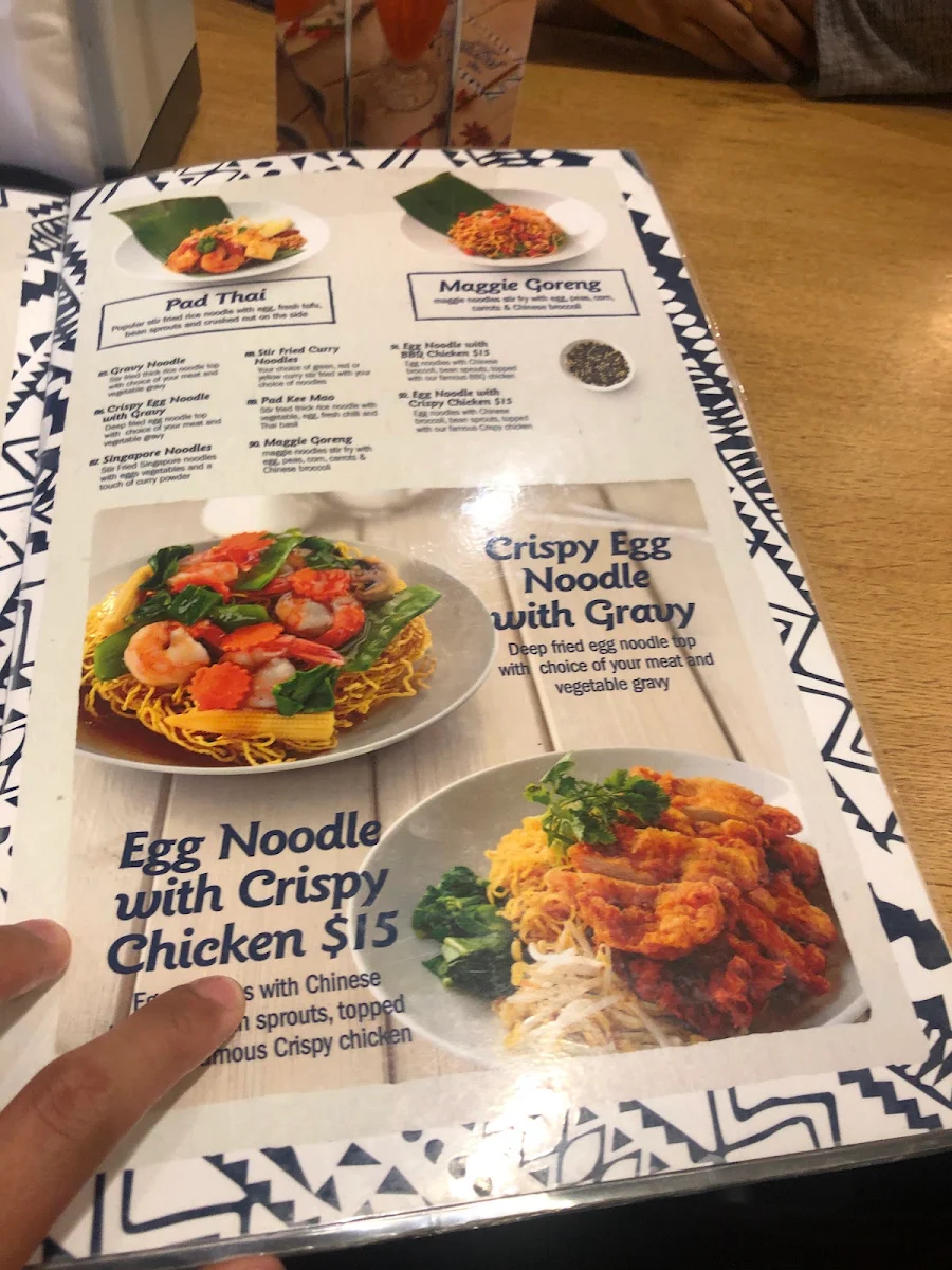 Menu, Taste of Thai Coburg