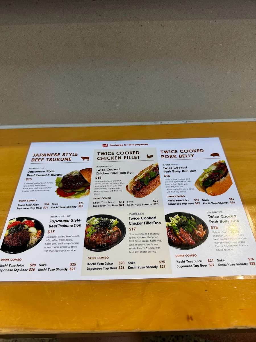 Menu, Wasshoi Bar and Grill