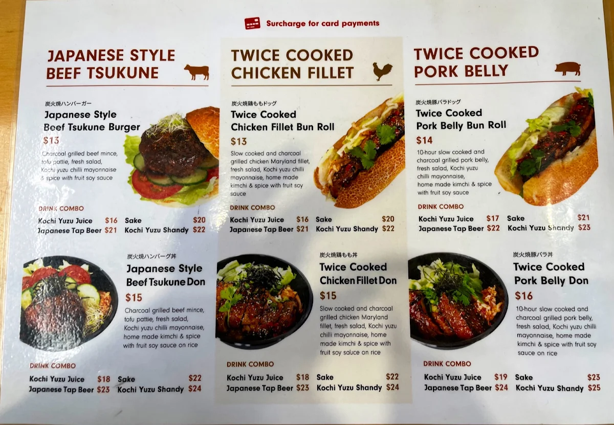 Menu, Wasshoi Bar and Grill
