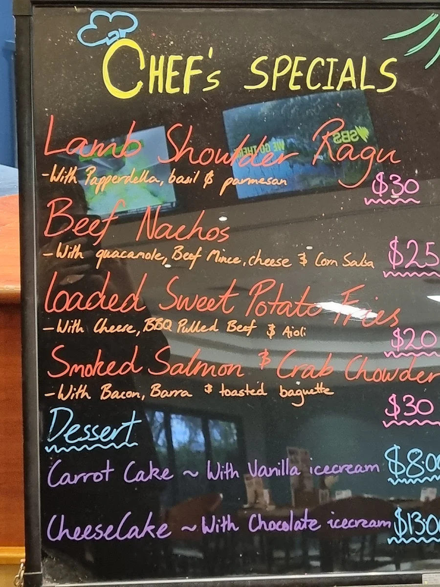 Menu, Blacks Beach Tavern