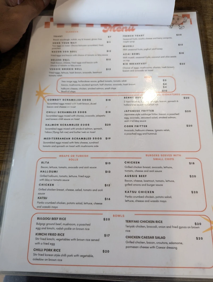 Menu, Cafe Yolk