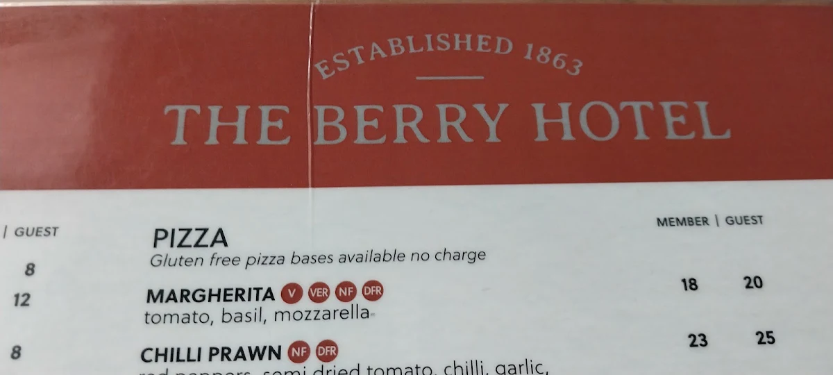 Menu, The Berry Hotel