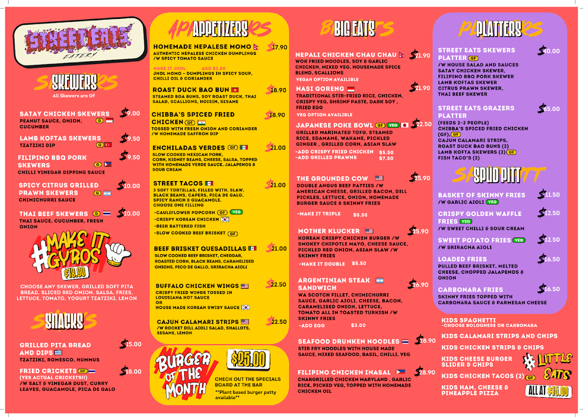 Menu, Street Eats Mt Hawthorn