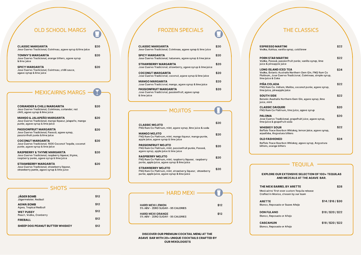 Menu, Mexicairns