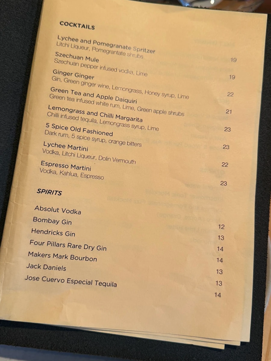 Menu, RuYi Modern Chinese