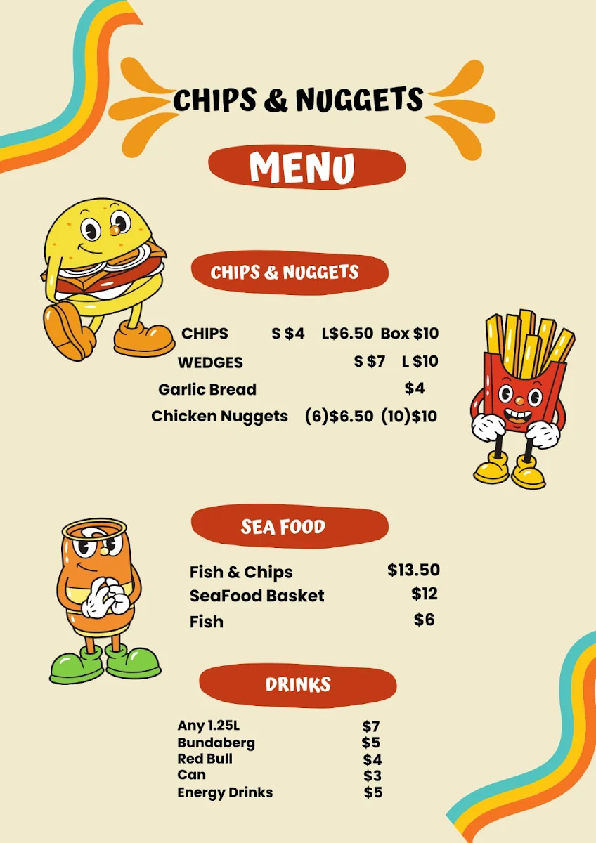 Menu, Talyas Pizza & Kebab