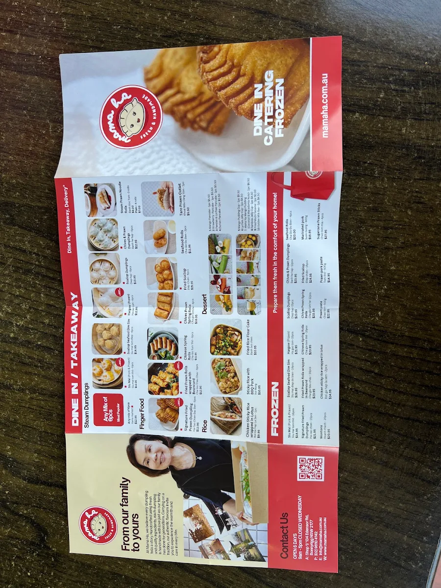 Menu, Mama Ha