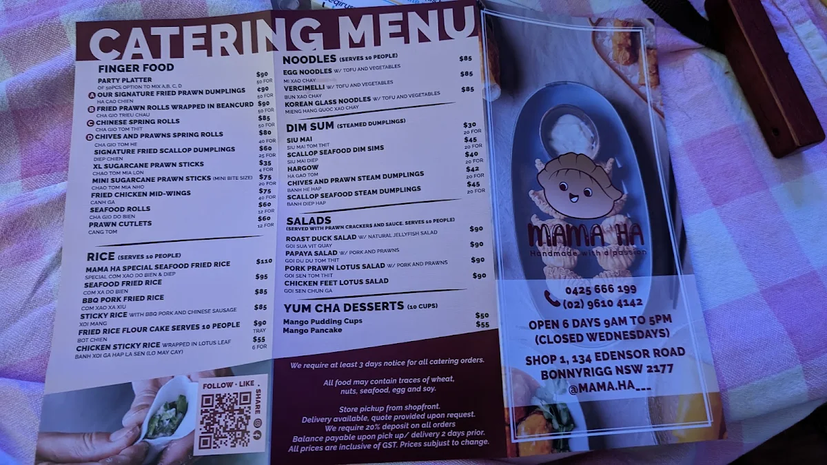 Menu, Mama Ha