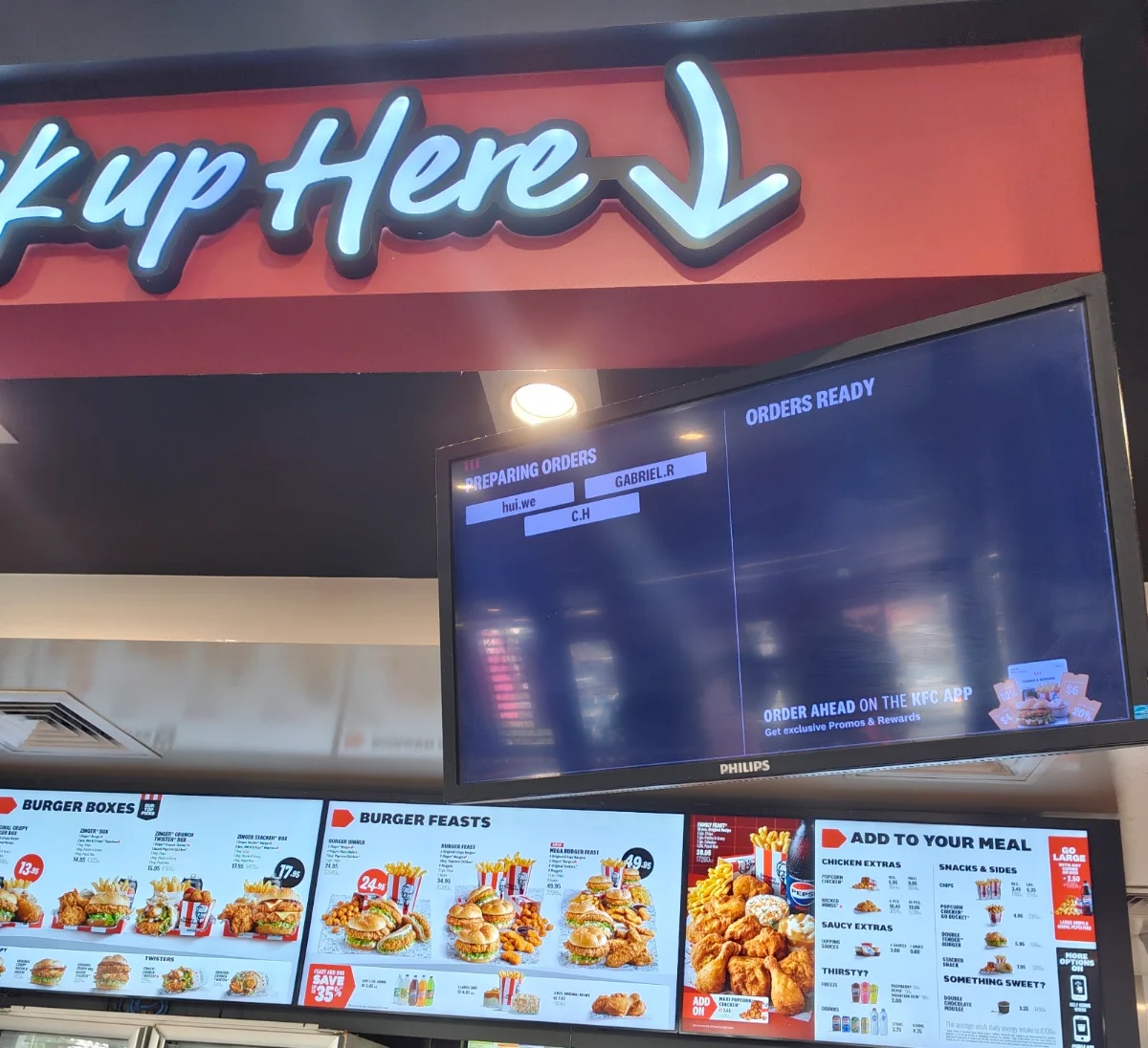 Menu, KFC Thomastown