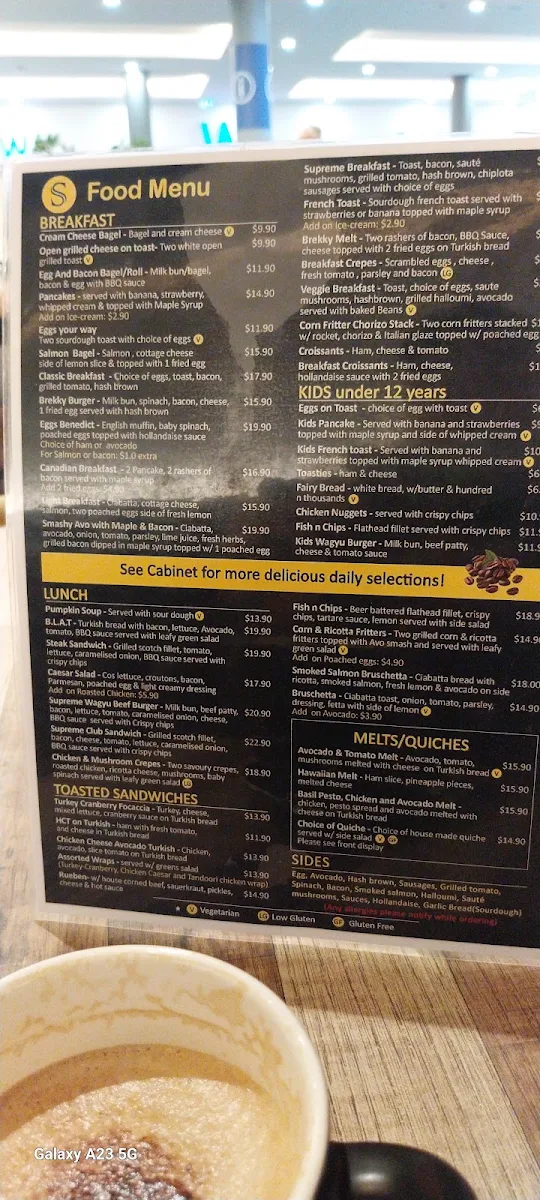 Menu, Supreme Espresso