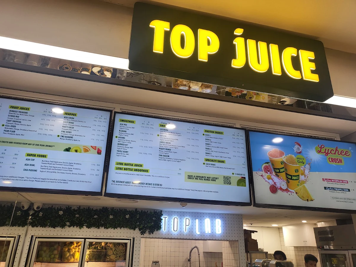 Menu, Top Juice QVB