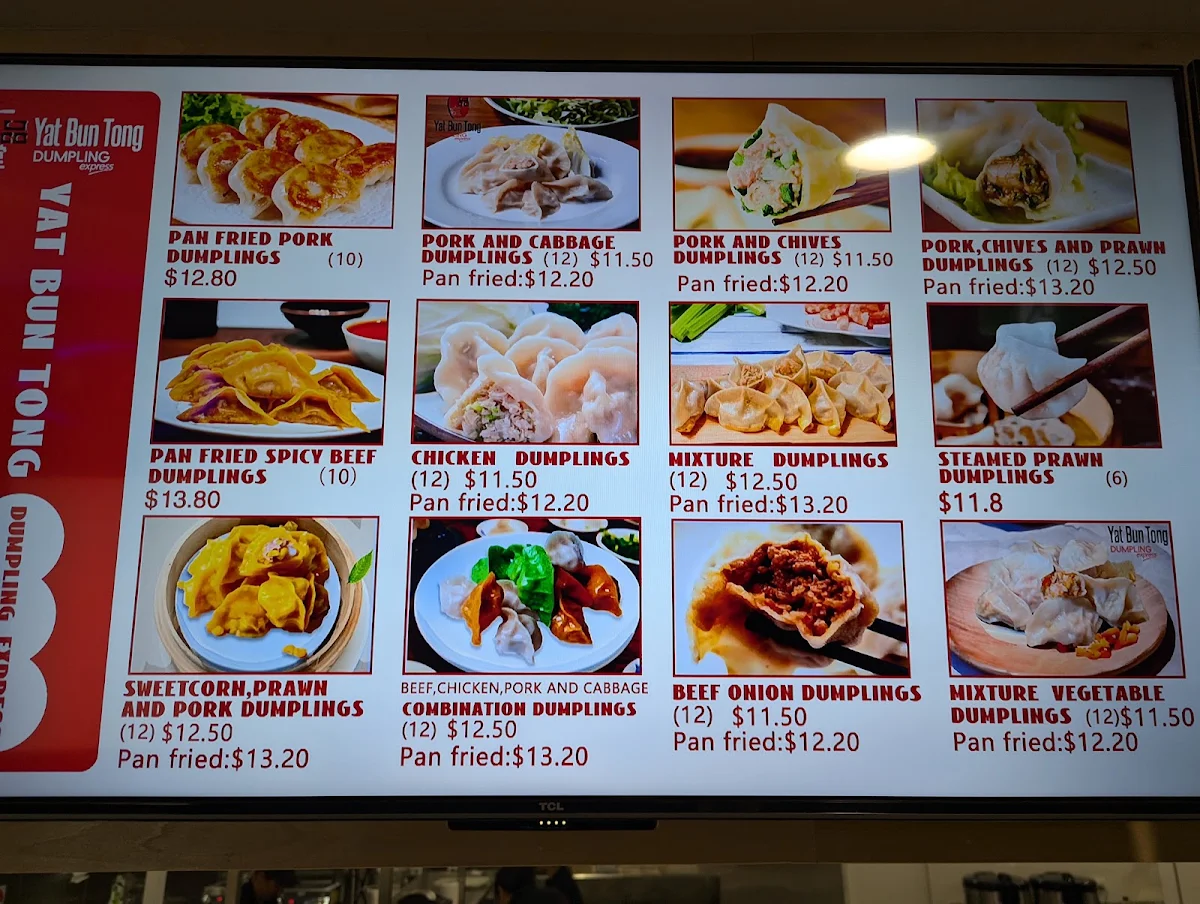 Menu, Yat Bun Tong DUMPLING express