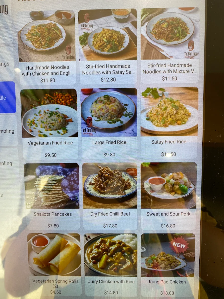 Menu, Yat Bun Tong DUMPLING express