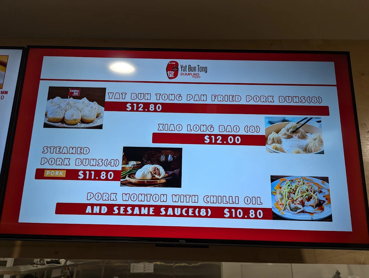 Menu, Yat Bun Tong DUMPLING express