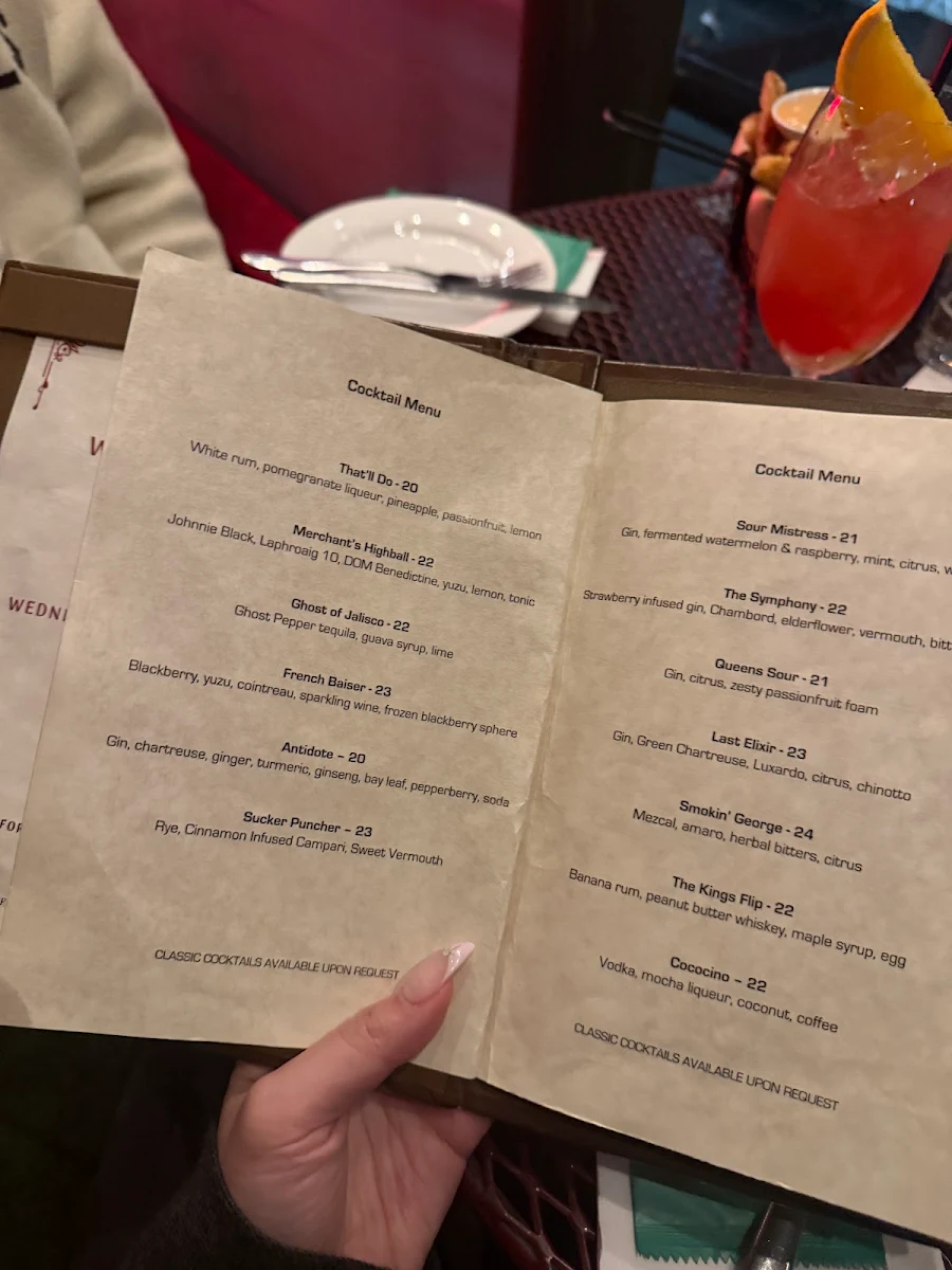 Menu, Waterslide Bar