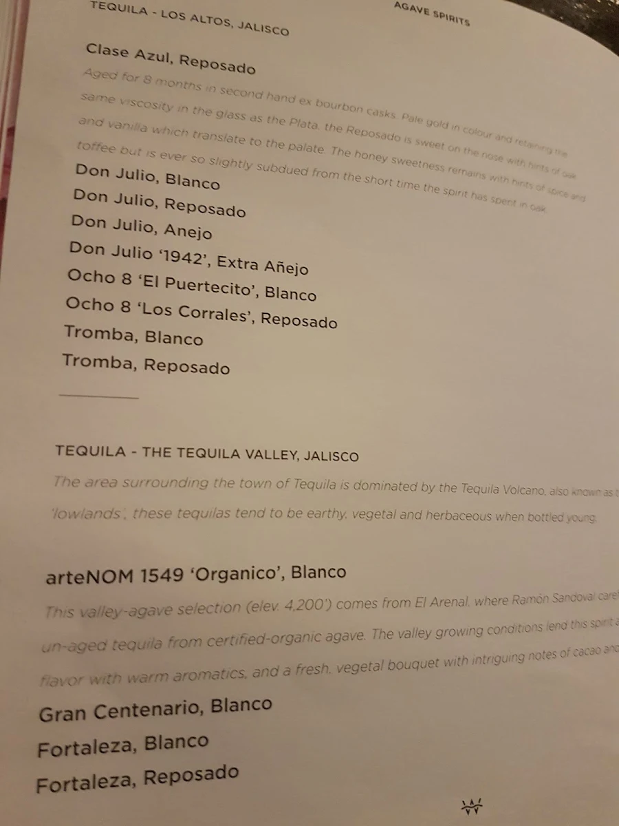 Menu, Waterslide Bar