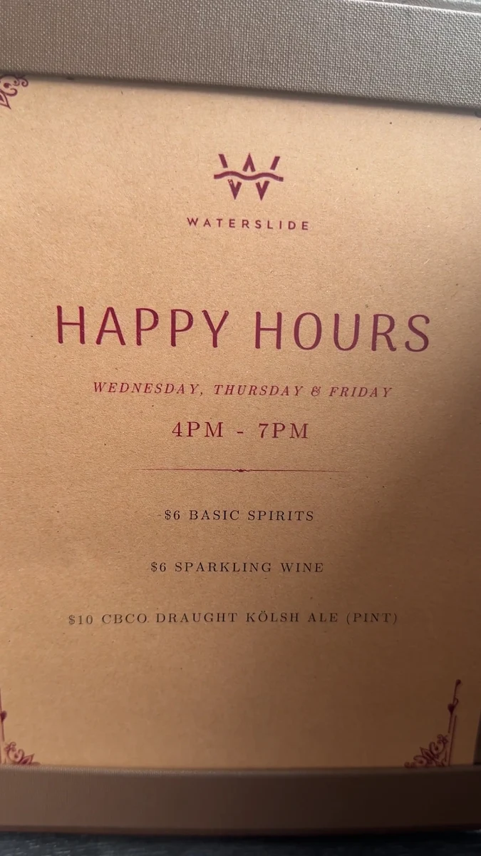 Menu, Waterslide Bar