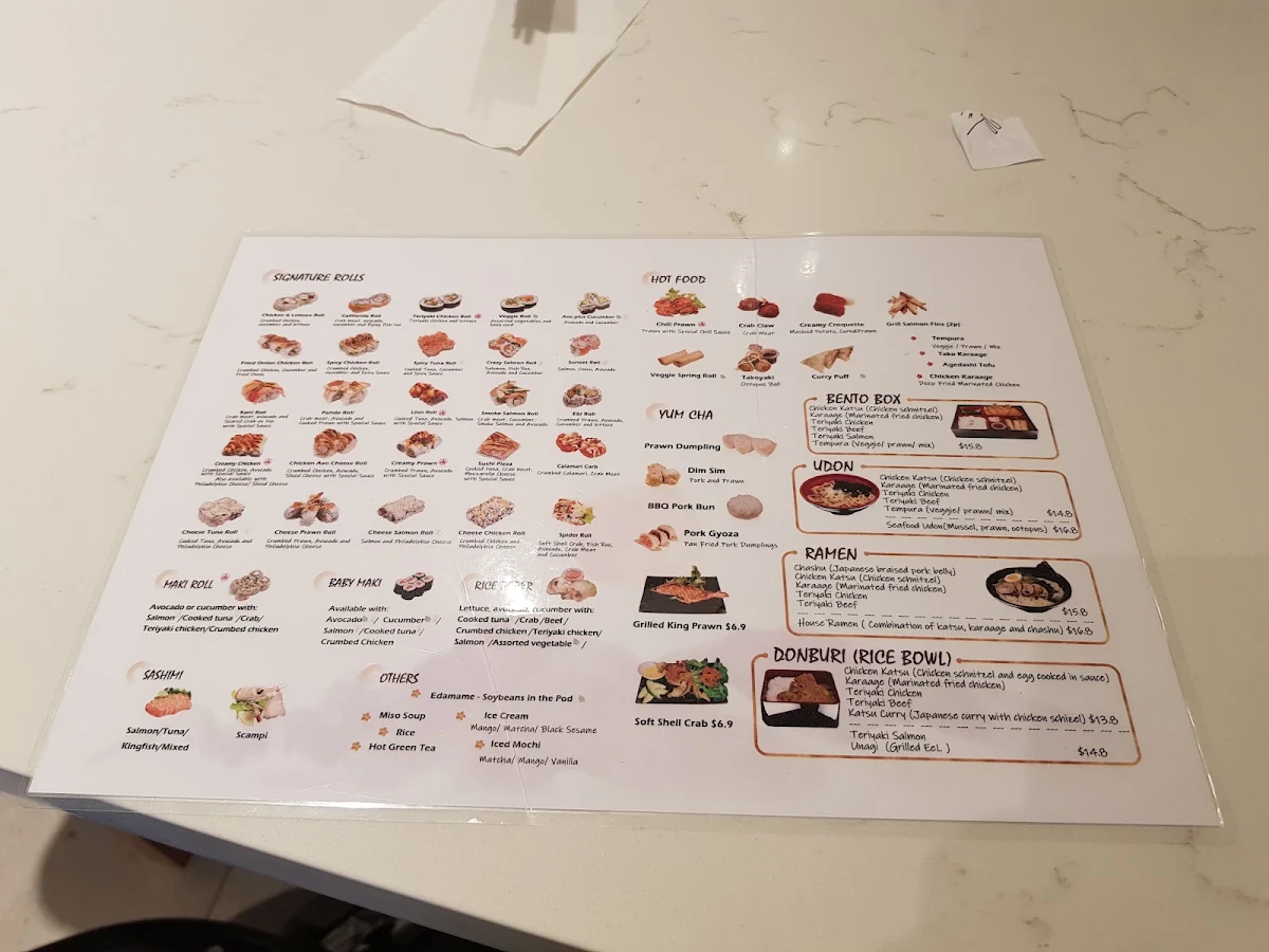 Menu, Sushi Go