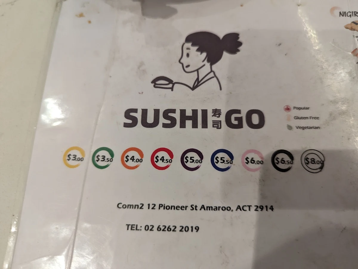 Menu, Sushi Go