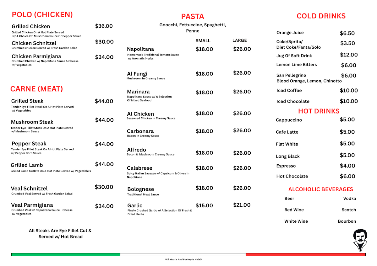 Menu, Charlies Pizza Restaurant