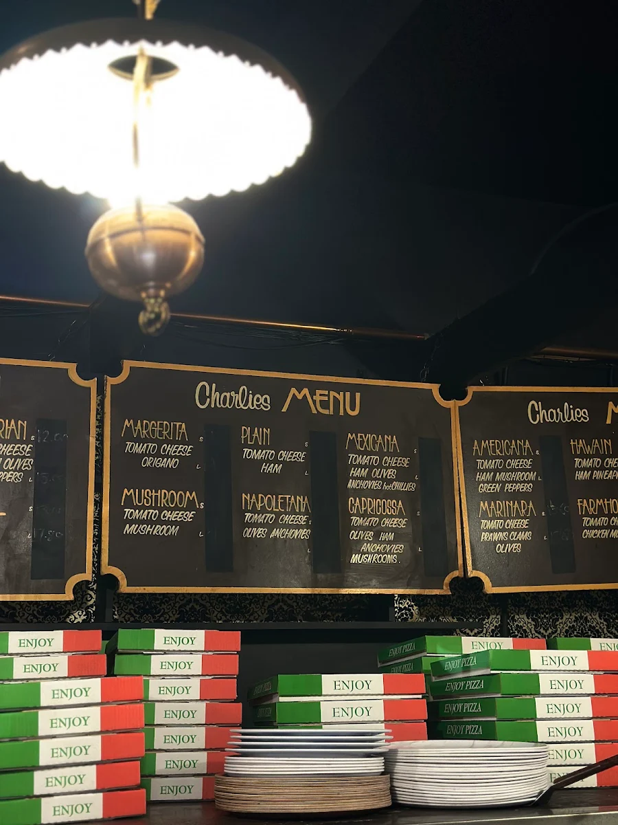 Menu, Charlies Pizza Restaurant