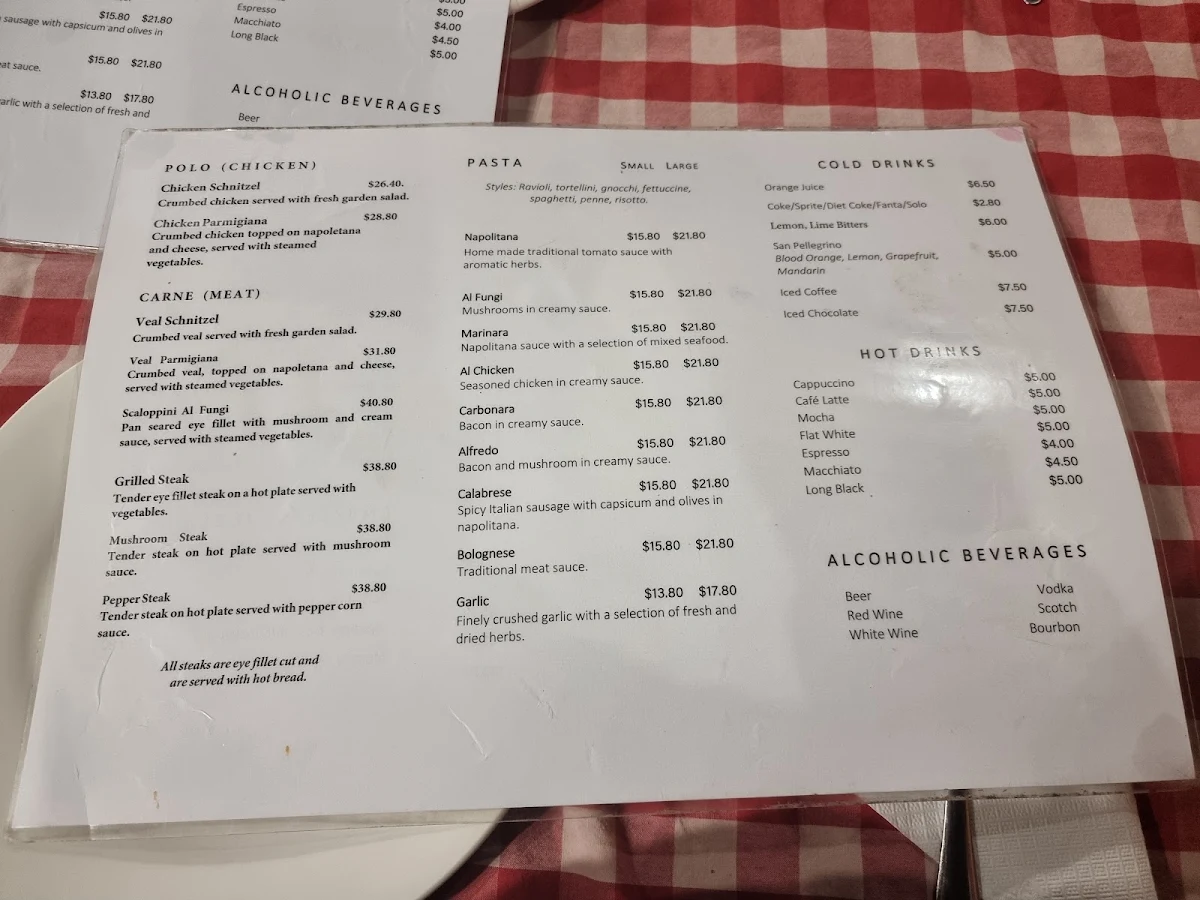 Menu, Charlies Pizza Restaurant