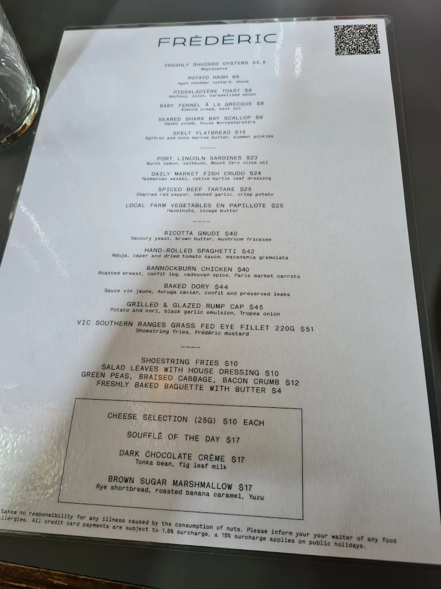 Menu, Frederic