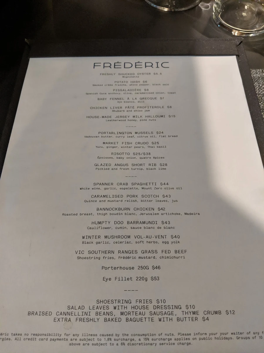 Menu, Frederic