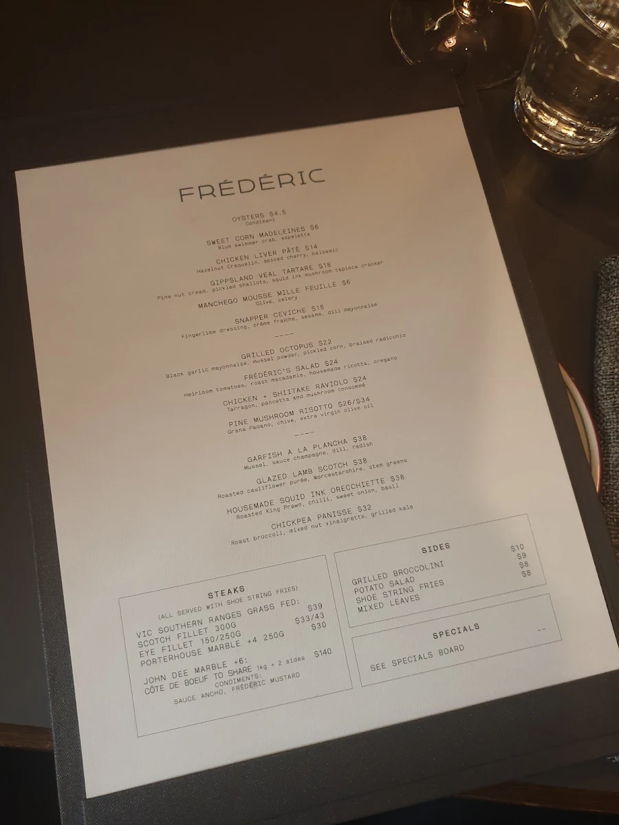 Menu, Frederic